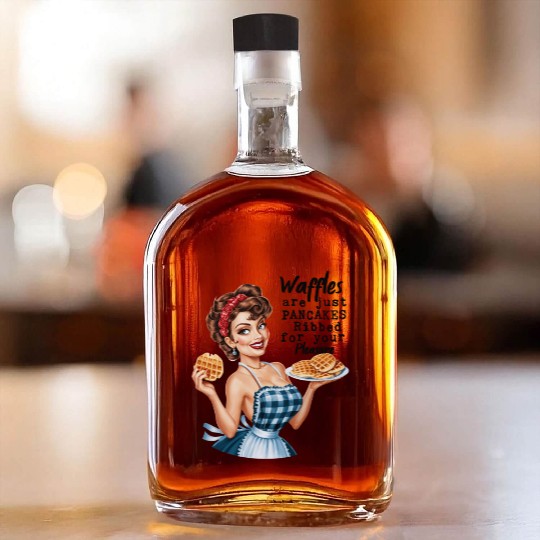 Waffle Delight: Retro Housewife Humor Whiskey Bottles