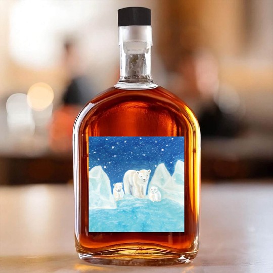 Polar Bears (Ursus maritimus) - Bear Mother & Cubs Whiskey Bottles