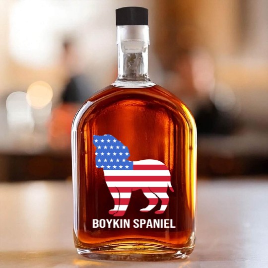 American Flag Boykin Spaniel Dog Patriotic Dog Whiskey Bottles