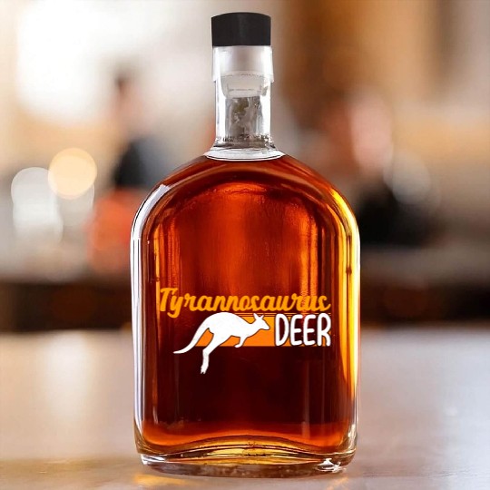 Funny Kangaroo Tyrannosaurus Deer Illustration for Whiskey Bottles
