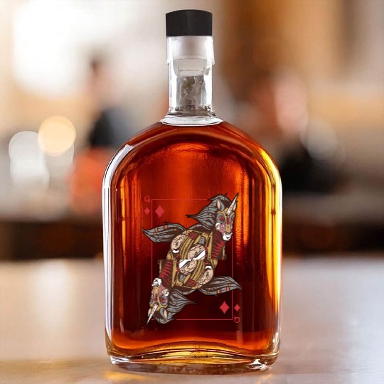 Unicorn steampunk card game Queen of Diamonds Poke Whiskey Bottles