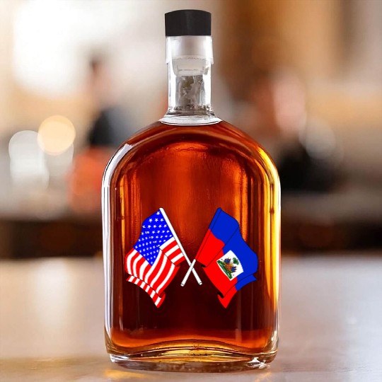 USA flag USA, Haiti flag Whiskey Bottles