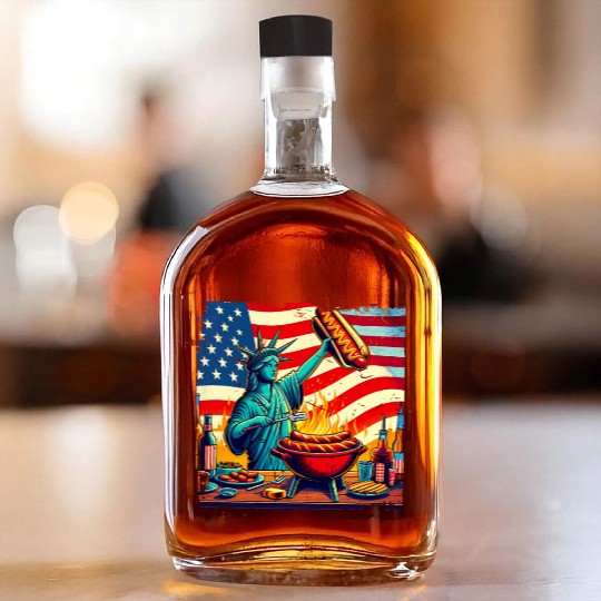 Nostalgic American BBQ Design Lady Liberty BBQ Whiskey Bottles