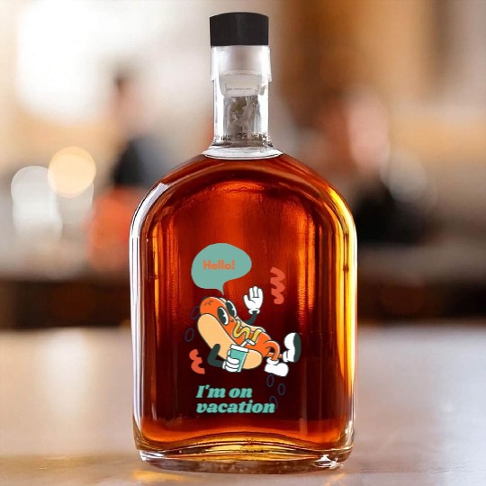Cute funny joyful Relaxed Vacation Hot Dog Whiskey Bottles