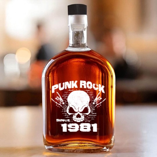 43rd Birthday - Punk Rock Since 1981 Skull Rock Whiskey Bottles