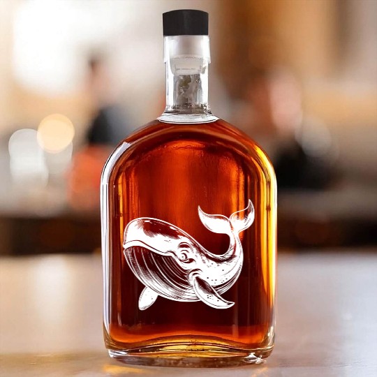 Huge Smiling Blue Whale With Tail Fin Whiskey Bottles