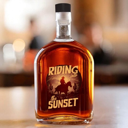 Cowboy Lifestyle Western Theme with Horses and Whiskey Bottles