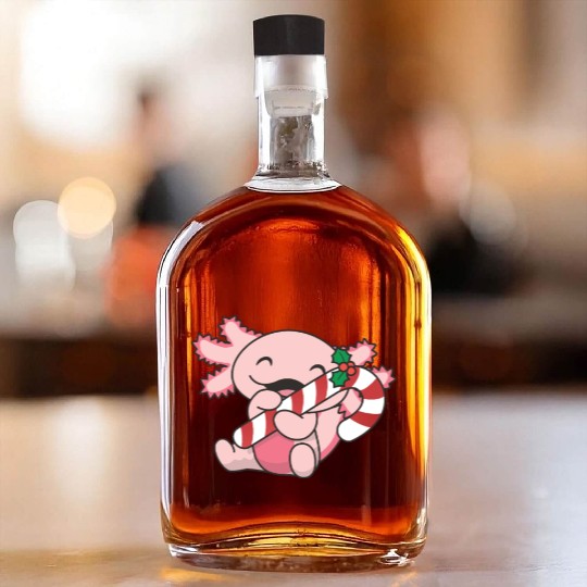 Axolotl Christmas Candy Cane Sweet Axolotl Whiskey Bottles