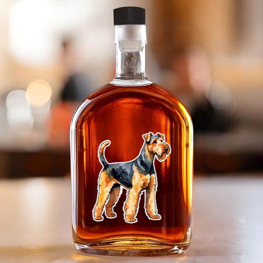 Airedale Terrier Watercolor Whiskey Bottles