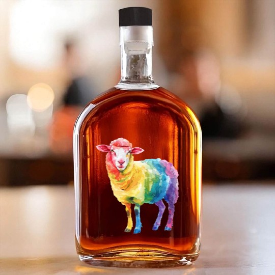 Shepherd Sheep Farm Animal Rainbow Sheep Colorful Whiskey Bottles