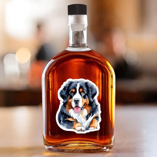 Bernese Mountain Dog Watercolor Whiskey Bottles