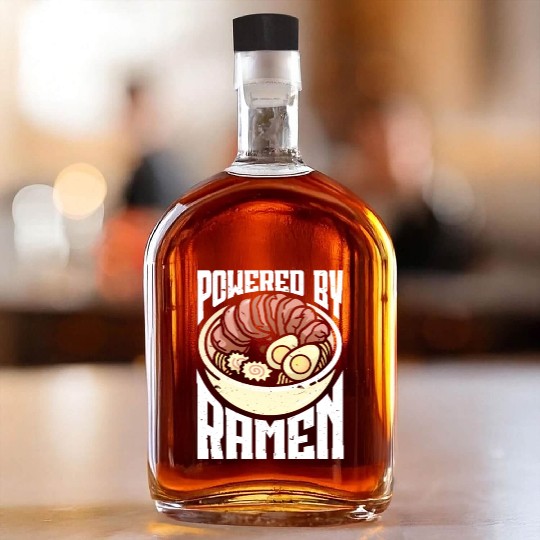 Powered By Ramen Anime Japanese Soup Cup Noodle Whiskey Bottles