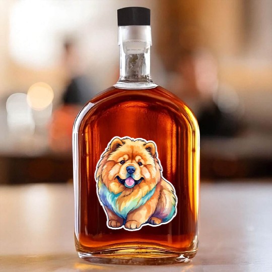 Chow Chow Watercolor Whiskey Bottles