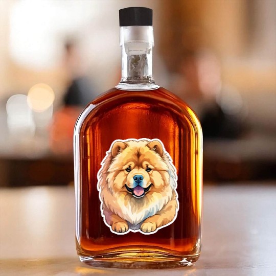 Chow Chow Watercolor Whiskey Bottles