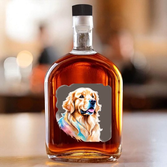 Golden Retriever Watercolor Whiskey Bottles
