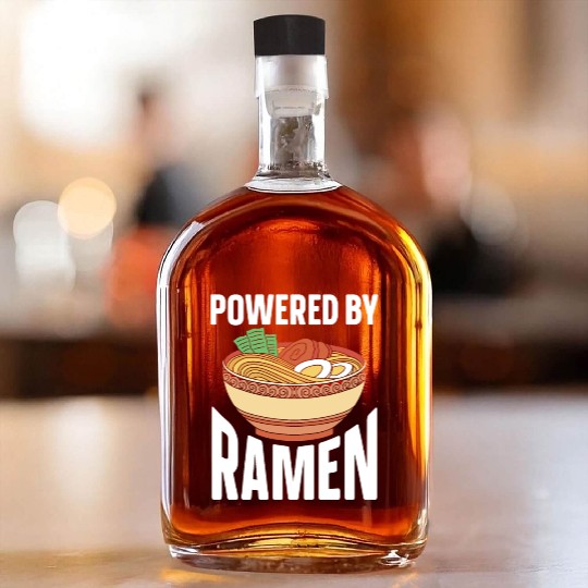 Powered By Ramen Anime Japanese Soup Cup Noodle Whiskey Bottles
