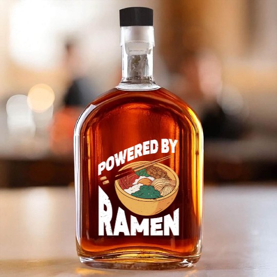 Powered By Ramen Anime Japanese Soup Cup Noodle Whiskey Bottles