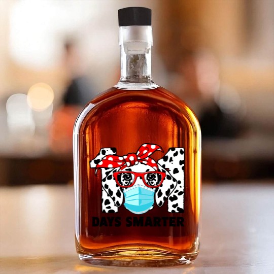 101 Days Smarter Dalmatian Dog Face Mask 100th Whiskey Bottles