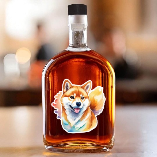 Shiba Inu Watercolor Whiskey Bottles
