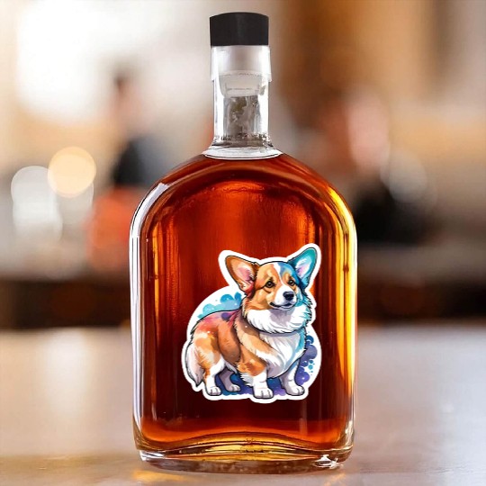 Pembroke Welsh Corgi Watercolor Whiskey Bottles