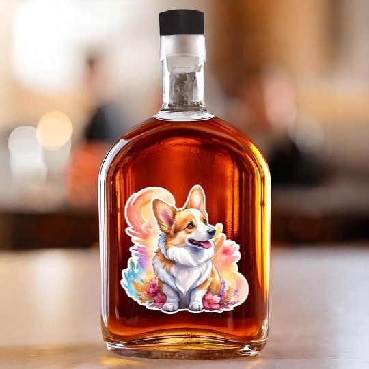 Pembroke Welsh Corgi Watercolor Whiskey Bottles