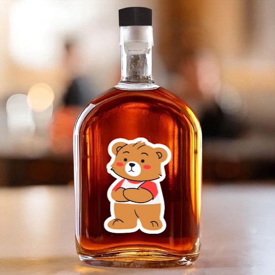 A nostalgic picture of a teddy bear Whiskey Bottles