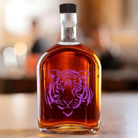 Pink Liger Head Tiger Lion Cross Hybrid Animal Whiskey Bottles