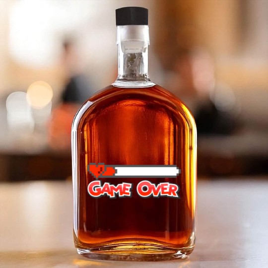 Game Over: Retro Pixel Style Whiskey Bottles