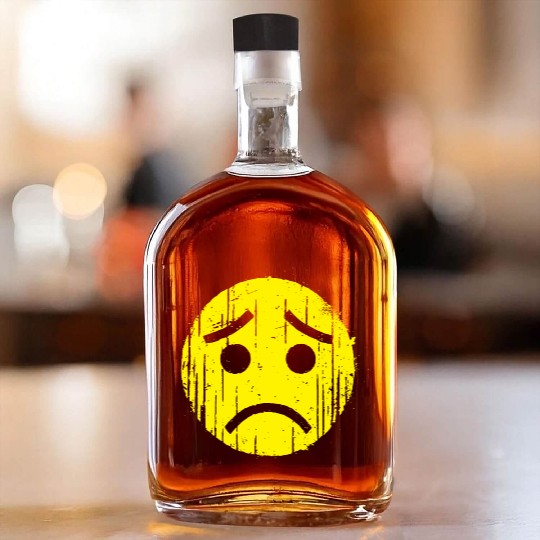 Depressed Emoticon Whiskey Bottles