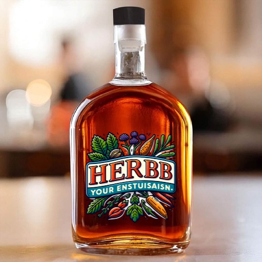 Herb Your Enthusiasm: A fun, punny herbs design. Whiskey Bottles