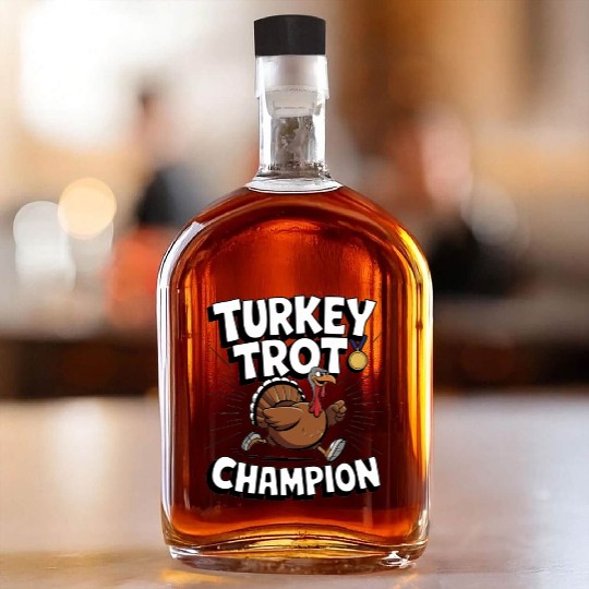 Funny Turkey Trot Running Thanksgiving Champion Whiskey Bottles