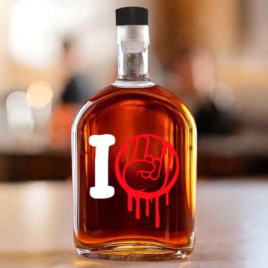 I Love Heavy Metal Hard Rock Music Graffiti Heart Whiskey Bottles
