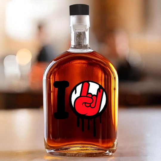I Love Heavy Metal Hard Rock Music Graffiti Heart Whiskey Bottles