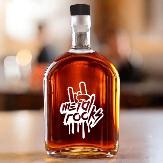 Heavy metal rocks graffiti spray drop hand gesture Whiskey Bottles