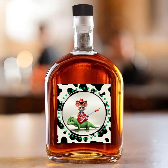 Mouse on Lizard Playing Guitar Whiskey Bottles