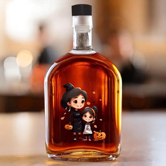Mother and Daughter Halloween Trick-or-Treat Fun Whiskey Bottles
