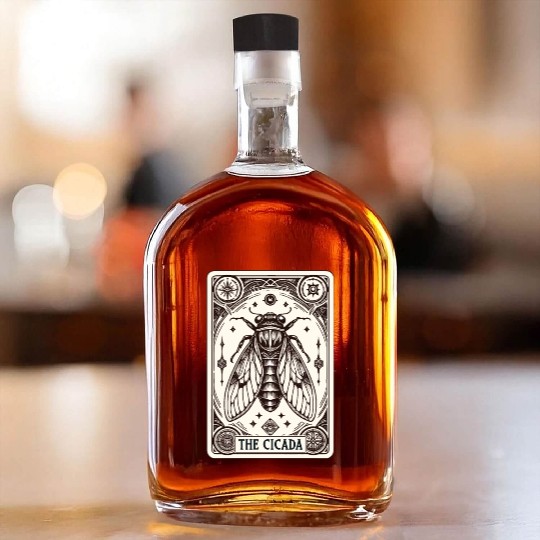 Cicada Tarot Card Brood Emergence Whiskey Bottles