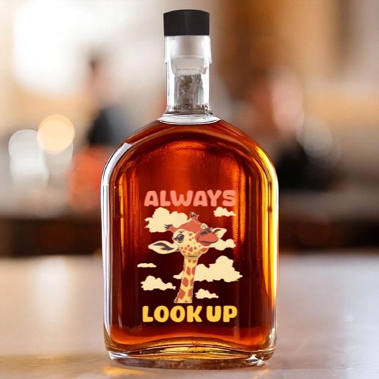 Giraffe Always Look Up Whiskey Bottles