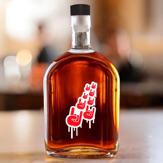 Heavy metal graffiti drop horn finger hand gesture Whiskey Bottles