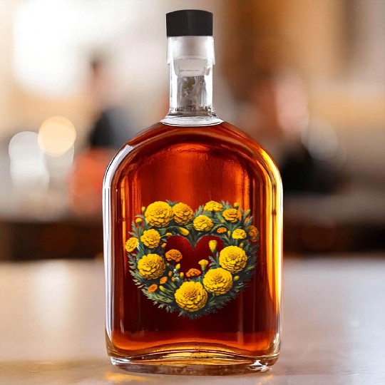 Marigold Flowers Whiskey Bottles