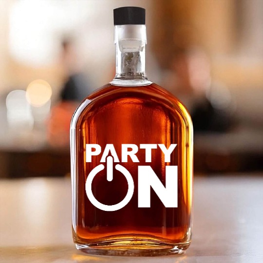 Party On Play Icon Switch Techno DJ Music Symbol Whiskey Bottles