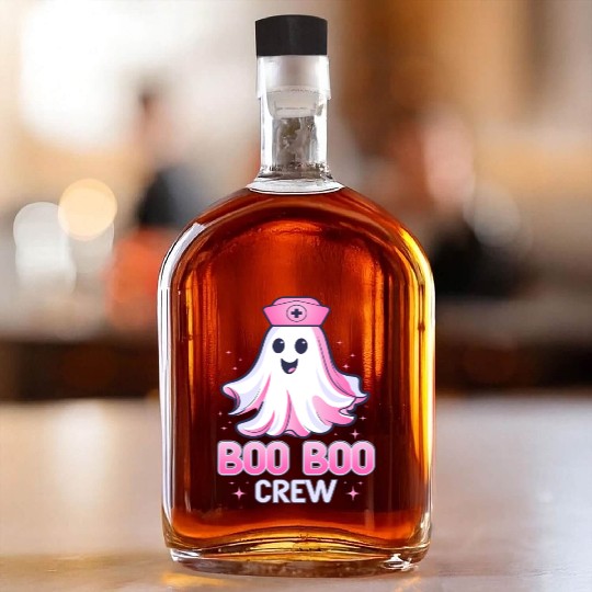 Boo Boo Crew Nurse Pink Ghost Halloween Costume Whiskey Bottles