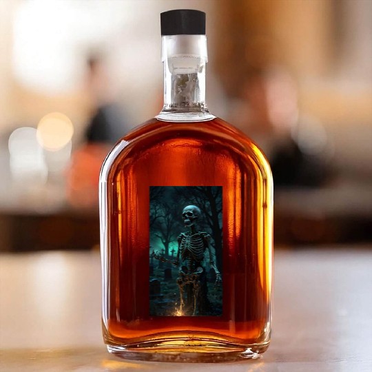 Rising Skeleton in the Graveyard Whiskey Bottles
