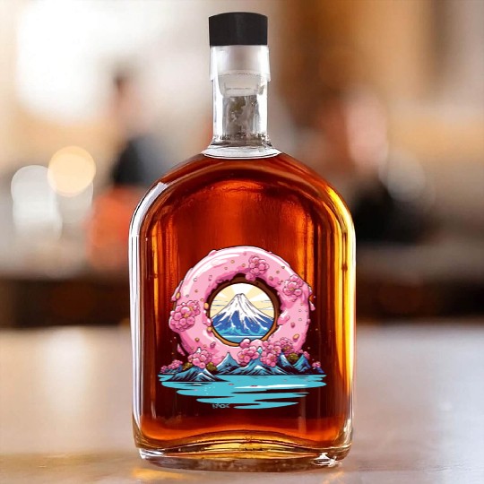 Japan Sakura Blossom Mount Fuji Donut Whiskey Bottles