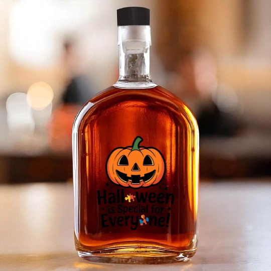 Festive Jack-O'-Lantern Halloween Design Whiskey Bottles