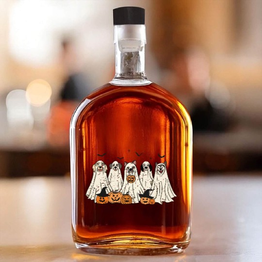 Trick-or-Treat Tails: Cats and Dogs in Costume Whiskey Bottles