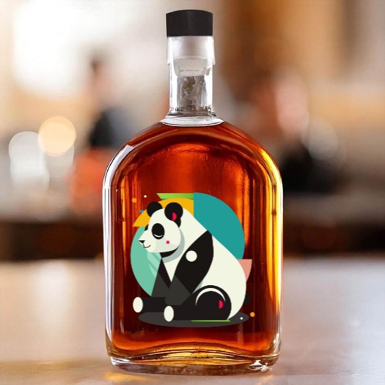 Geometric Panda - Minimalist and Cute Whiskey Bottles