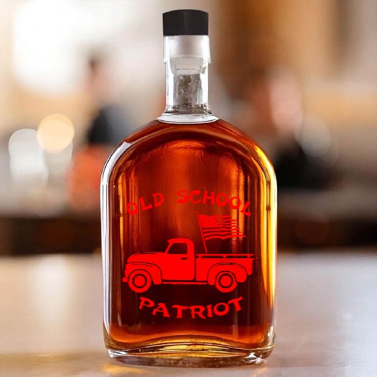 Truck& Flag Old School Patriot LIKE US ON FB # Whiskey Bottles