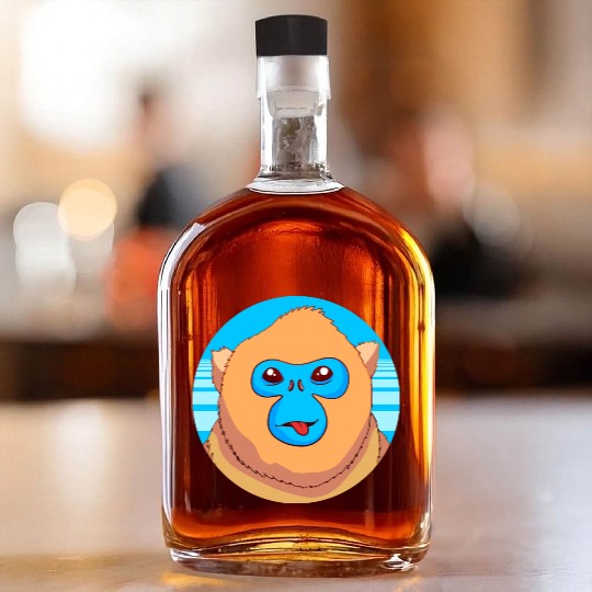 Monkey Lover Cute Snub Nosed Monkey Face Whiskey Bottles