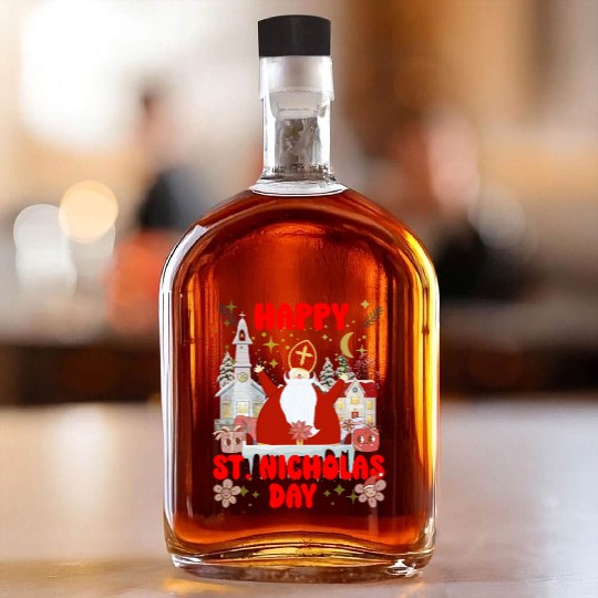 Happy saint Nicholas dayretro logo Whiskey Bottles